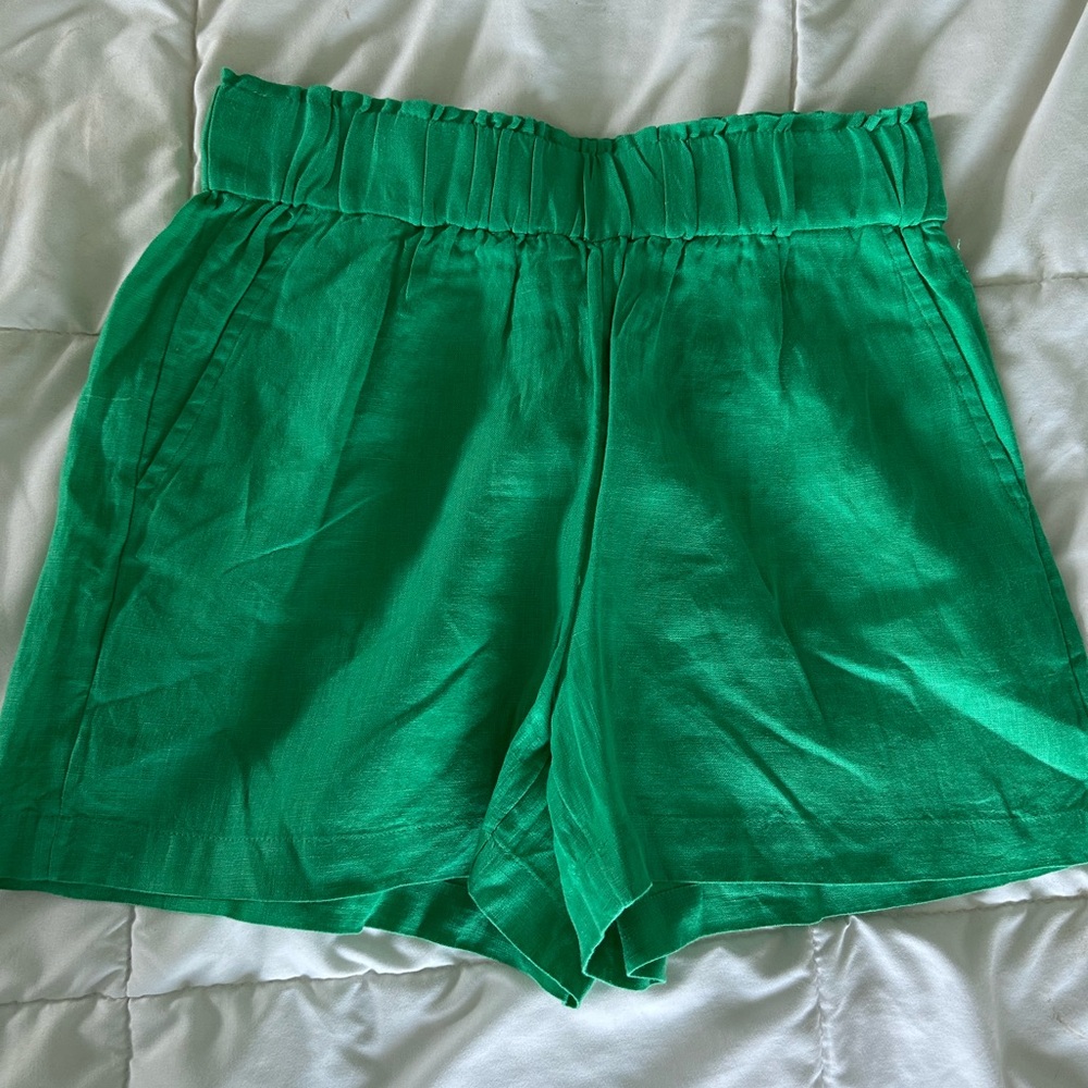 NWOT J.Crew Tropez Linen Green Women's Shorts, size XS